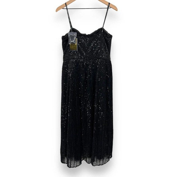 City Chic Luxe NWT Black Sequin Pleated Aurora Fit & Flare Maxi Midi Dress Sz 12 - Picture 4 of 15